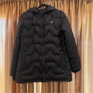 Women's Med/Lg Black Puffer Jacket Removable hood *NO HEAT*